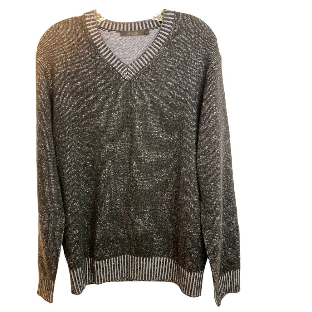 Raffi Pullover V-Neck Long Sleeve Merino Wool Sweater M
